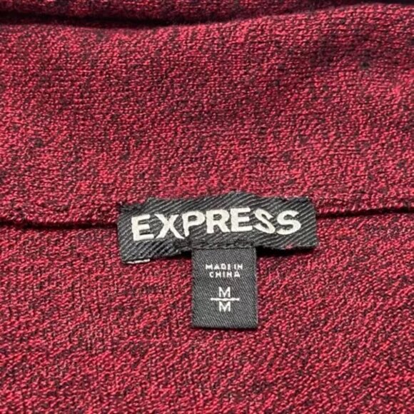 Express Open Cardigan Women's Medium Maroon Black Heathered Ladies Long Sleeve - Picture 10 of 11